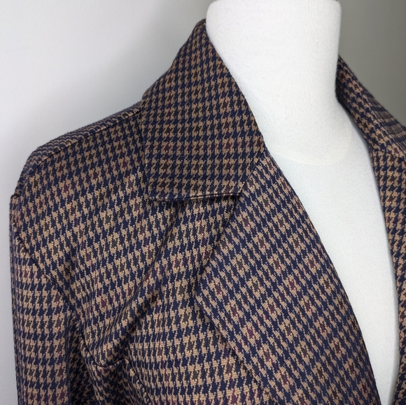 Avec Les Filles S/M Houndstooth LomglineKnit 2 Button Oversized Blazer - Picture 7 of 14